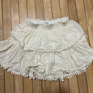 Love Shack Fancy White Skirt with Lace Details